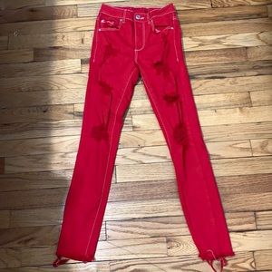 Red garage super ripped jeans
